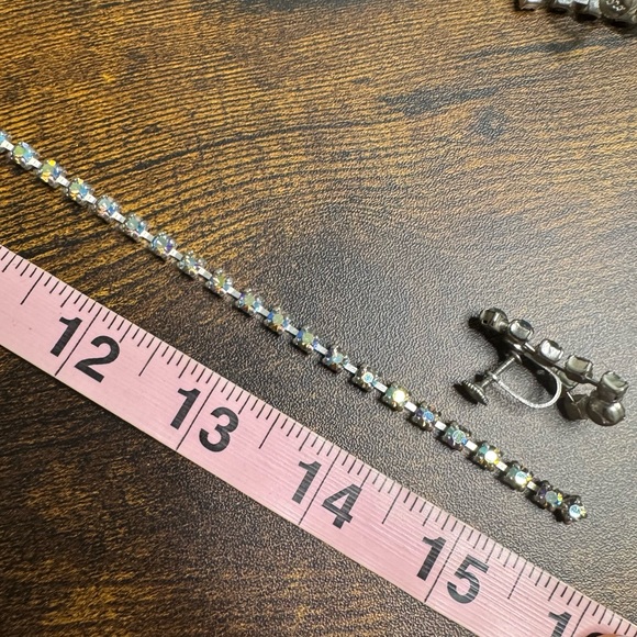 Coro Blue AB Crystal Set Choker Necklace Screw Back Earrings Demi Parrure - Picture 13 of 16